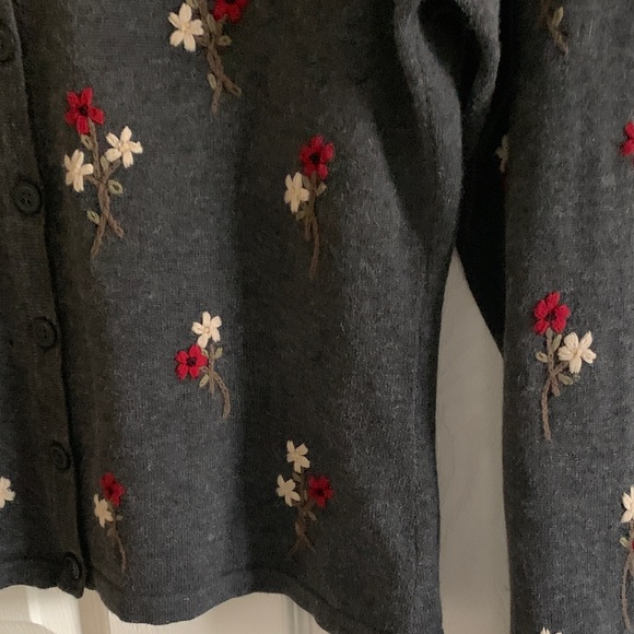 Woolrich Women's Dark Gray Cardigan with Floral Embroidery - Picture 4 of 15